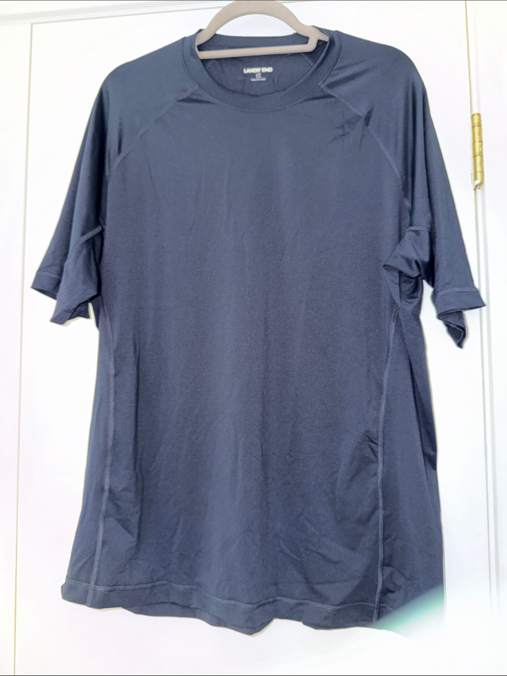 Lands' End Men's Swim Tee Rash Guard L - tall, navy